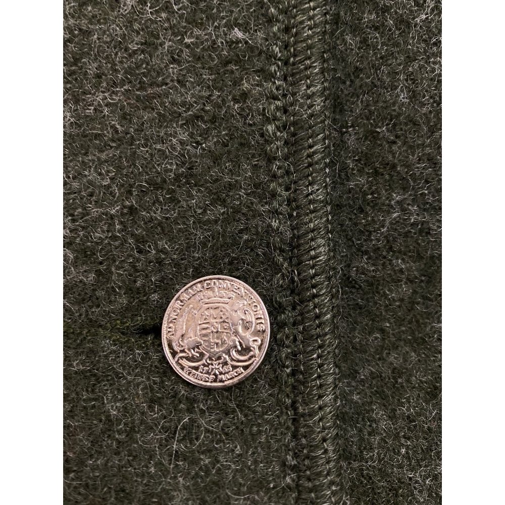 Vintage German Wool Cardigan Archbishopric of Mainz 1765 Coin Buttons Green M HT - Picture 15 of 16